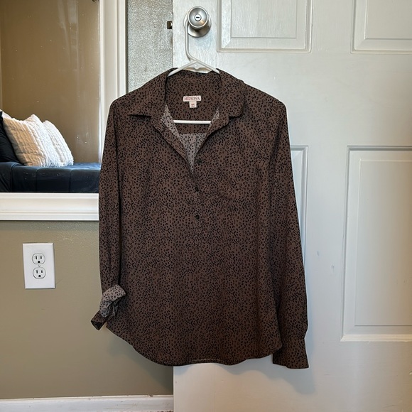 Merona Leopard Print Collared Shirt - Picture 1 of 4